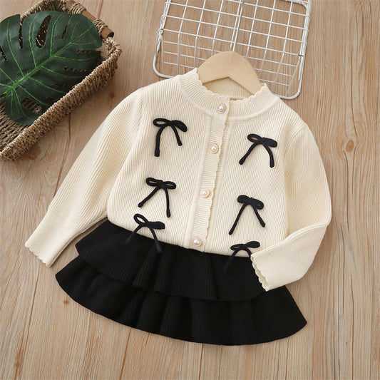 Kids' Winter Knit Set with Little Bows