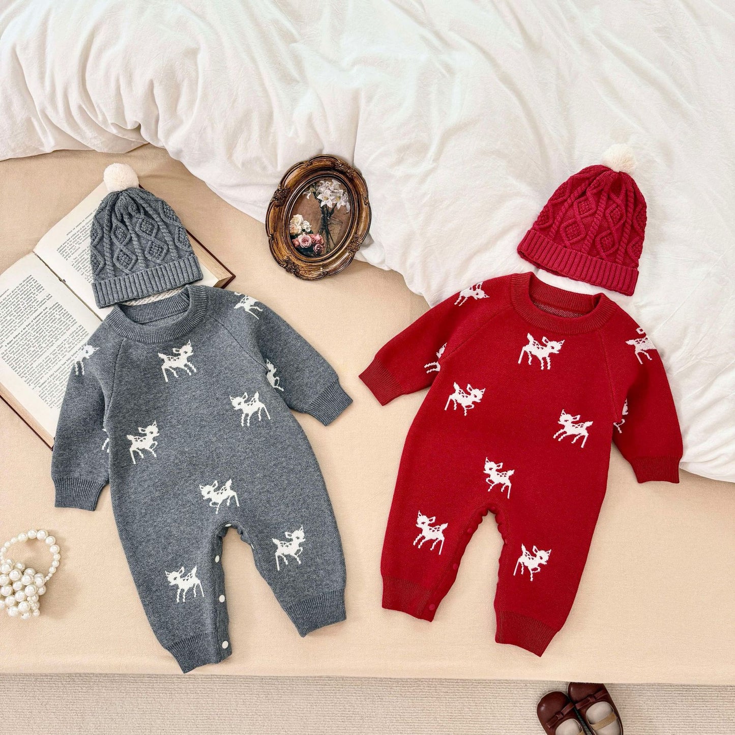Children's Knitted Jumpsuit with Animal Print