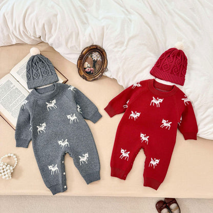 Children's Knitted Jumpsuit with Animal Print