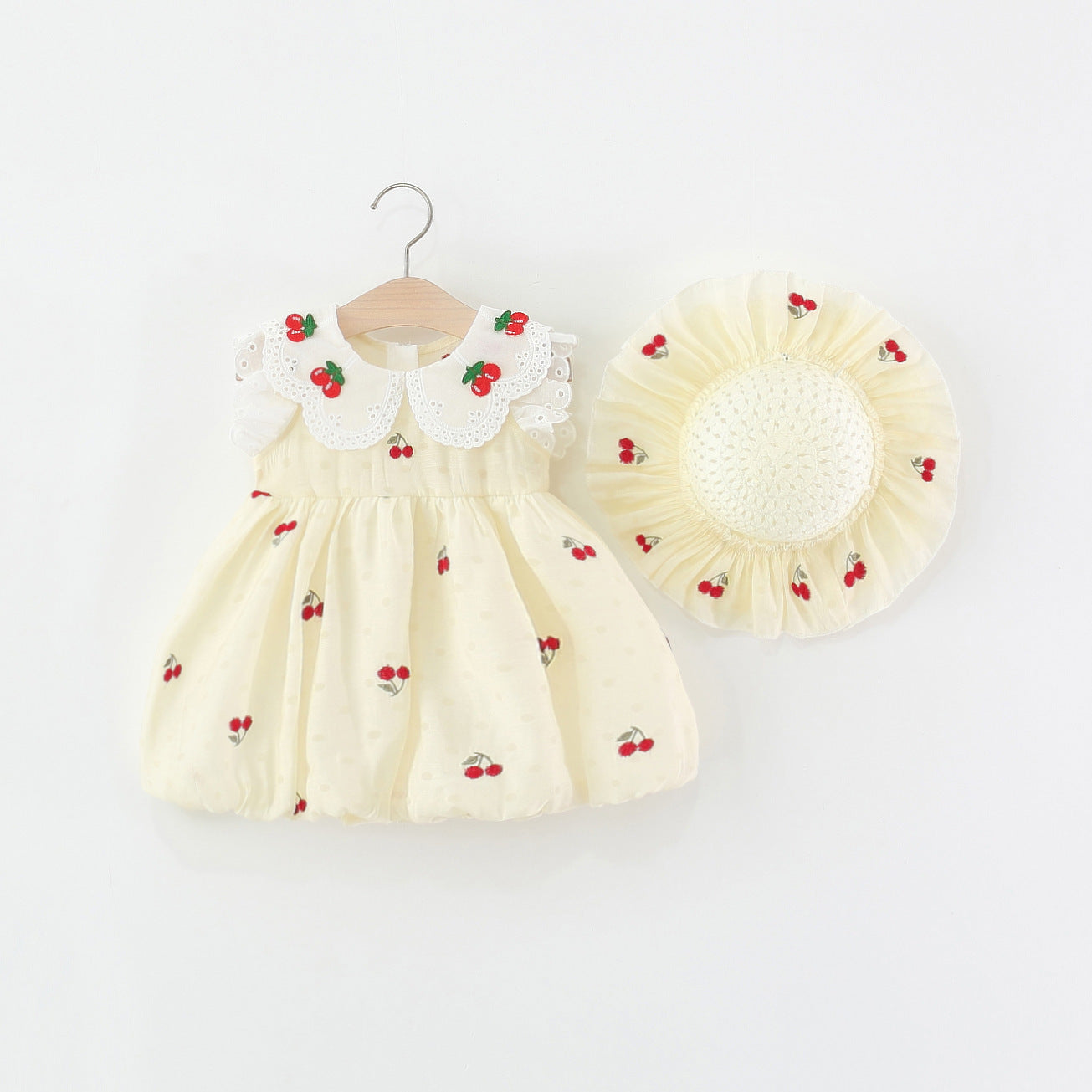 Children's Dress with Cherry Embroidery