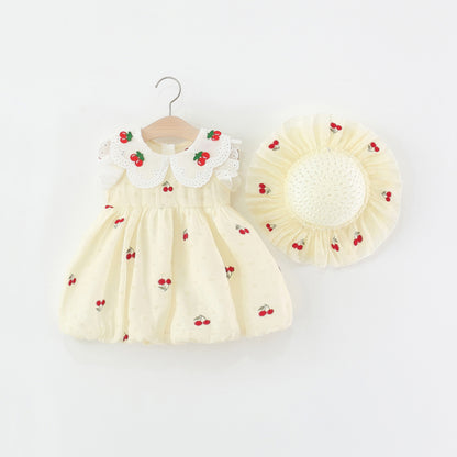 Children's Dress with Cherry Embroidery