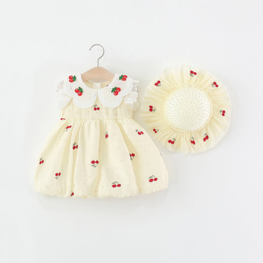 Children's Dress with Cherry Embroidery
