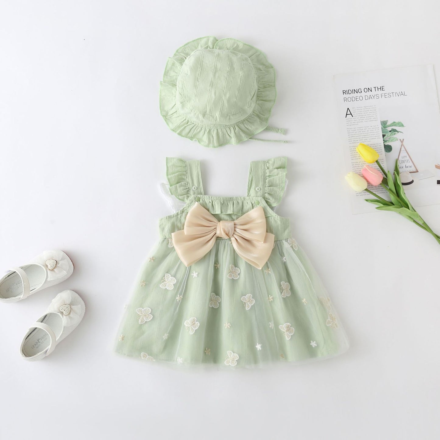 Children's Dress with Butterflies and Bow