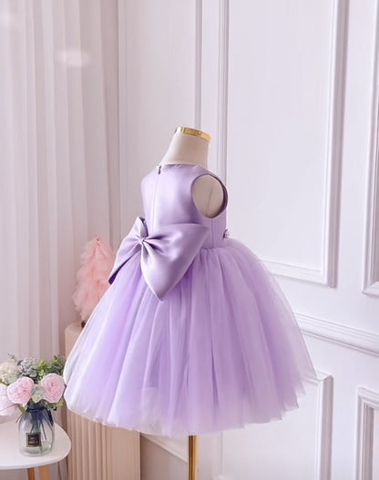 Children's Party Dress Purple with Pearls