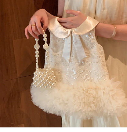 Dress with Embroidered Blouse and Ruffle