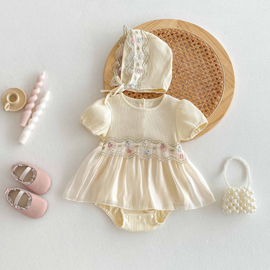 Girls' Bodysuit with Flowers and Tulle