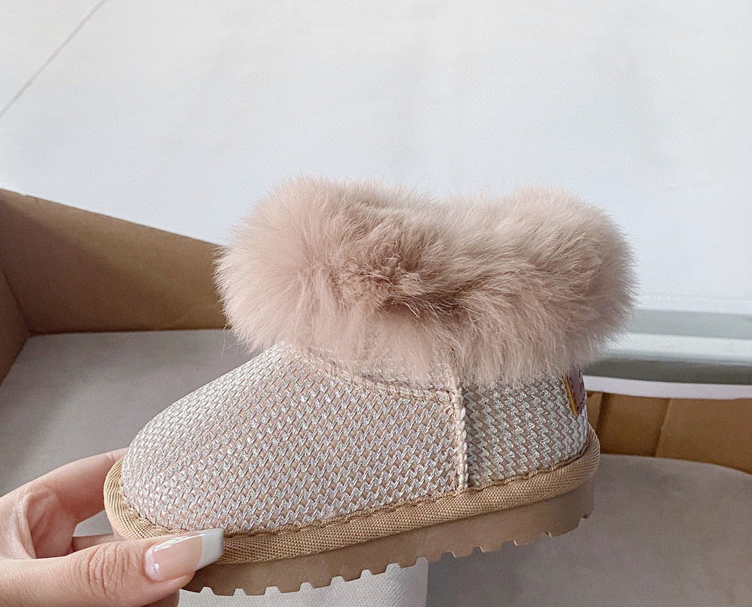 Girls' Shiny Furry Boots