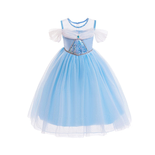 Blue Party Dress with Glitter and Tulle