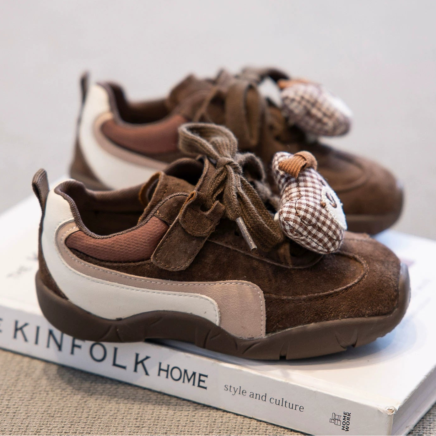 Children's Checkered Bear Sneakers