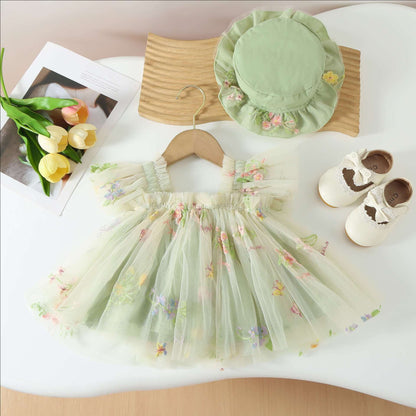 Vestido infantil con tulipanes florales 