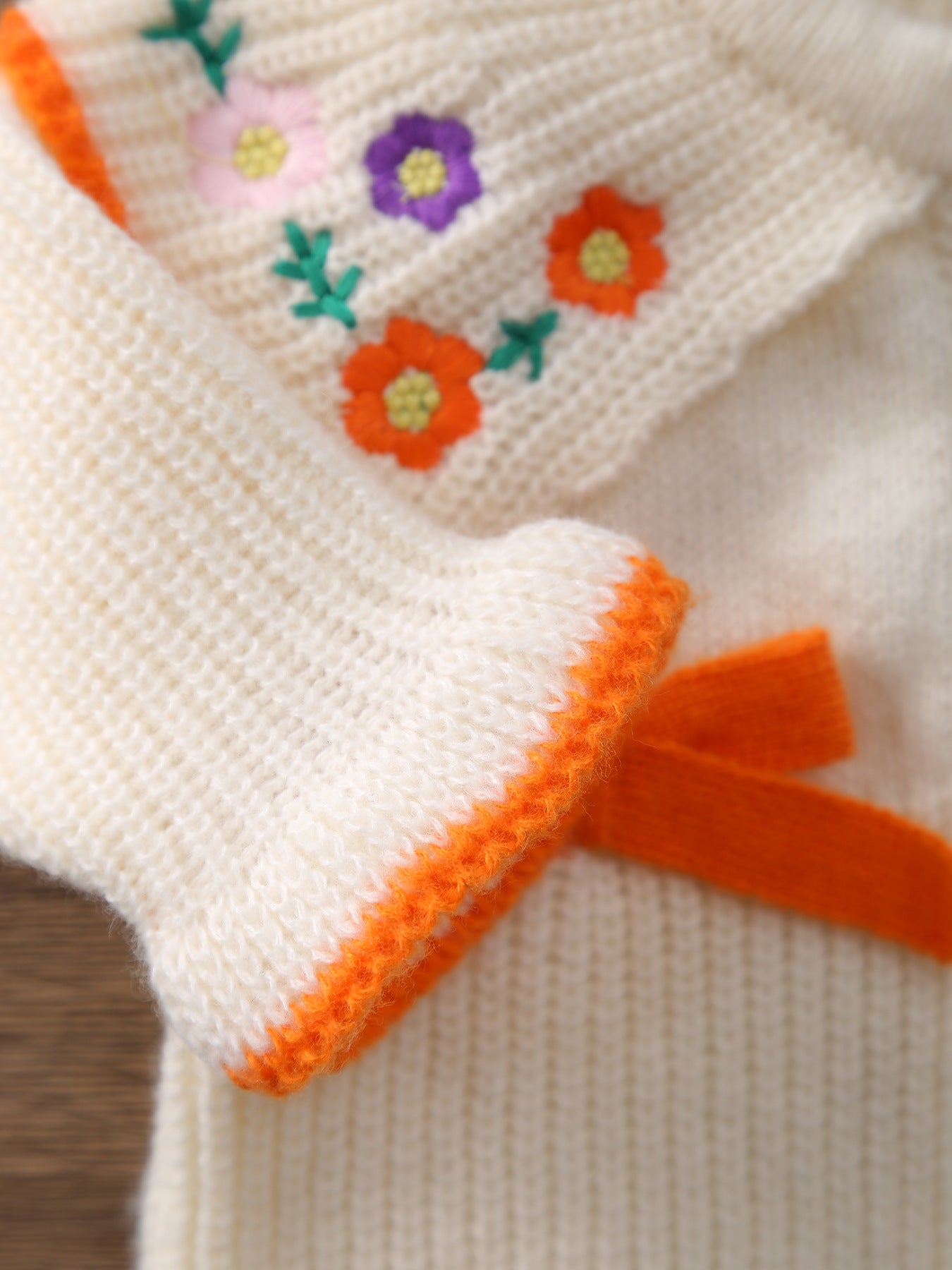 Children's Jumpsuit Knit Flowers Bows