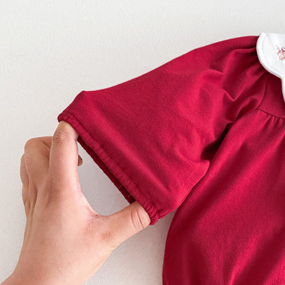 Body rojo para niña con cuello 