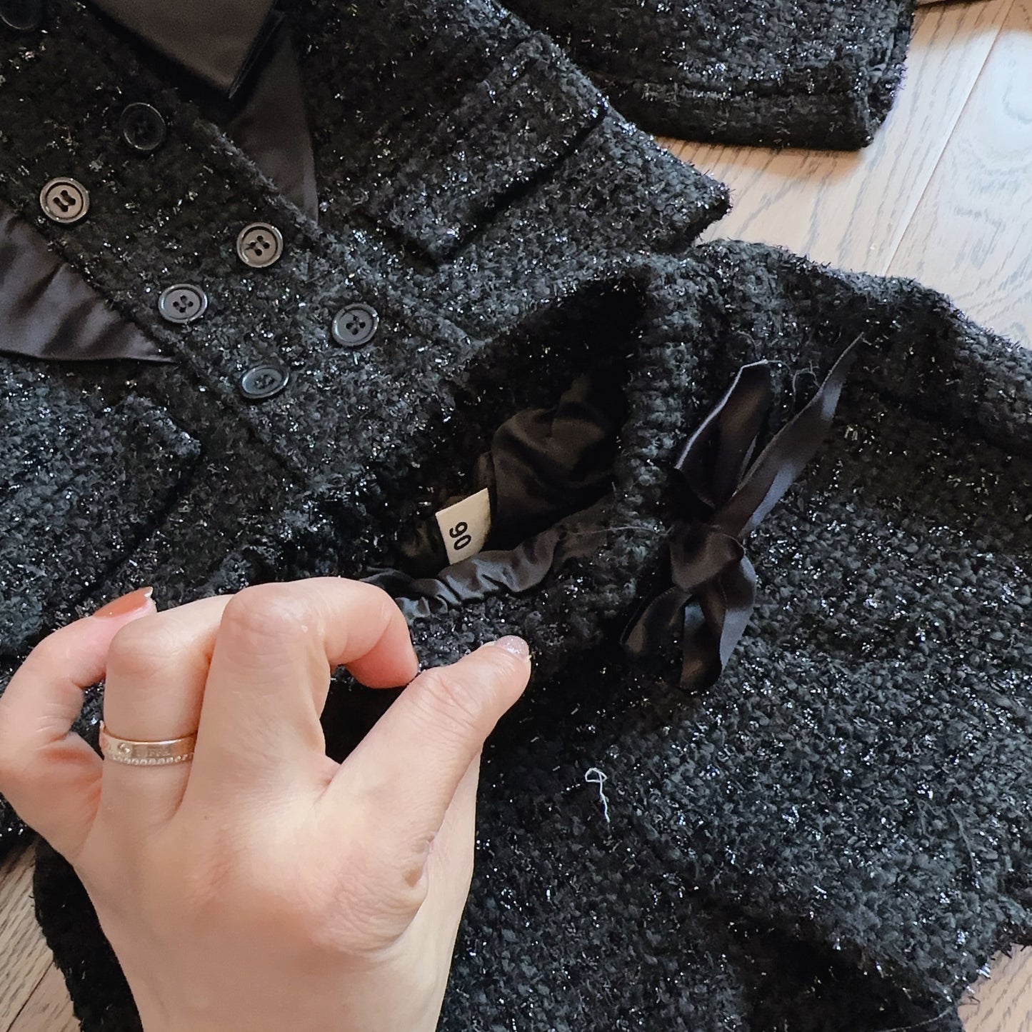Girls' Black Outfit with Small Bows