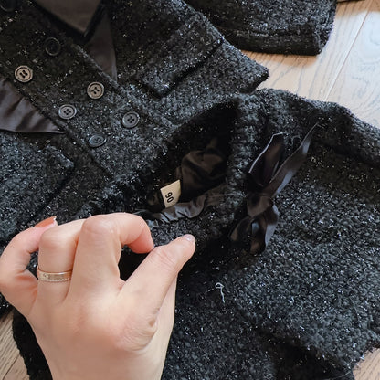 Girls' Black Outfit with Small Bows