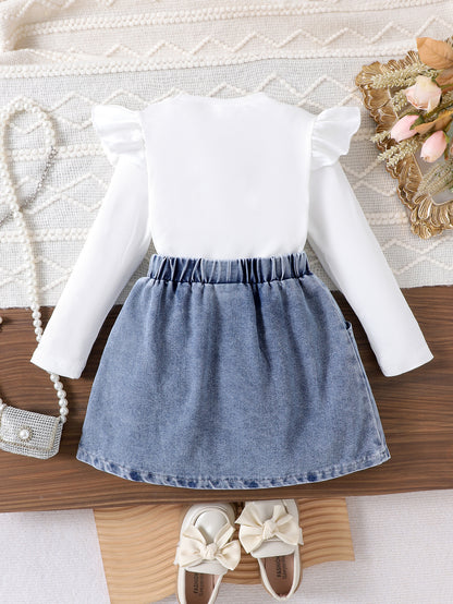 Girls' Denim and Pearl Set