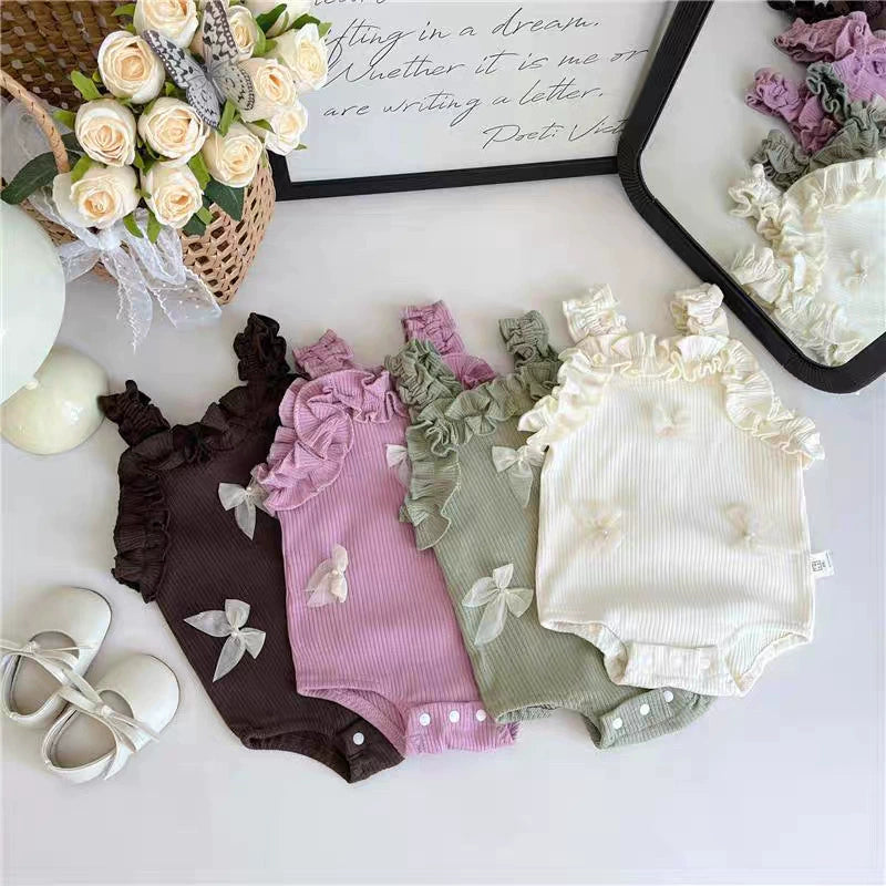 Baby Girl's Sleeveless Bodysuit with Little Bows
