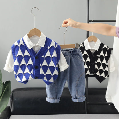Boys' 3-Piece Set with Knitted Vest