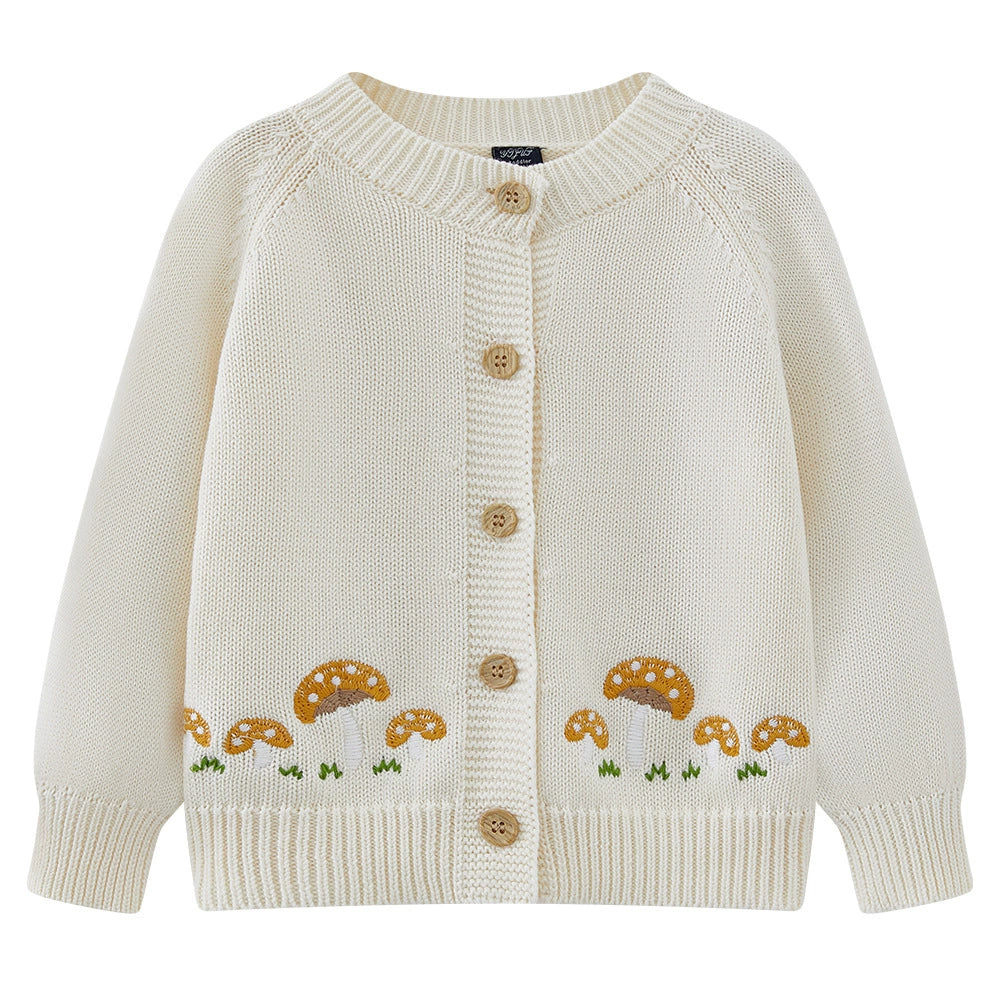 Children's Knitted Cardigan with Mushroom Design