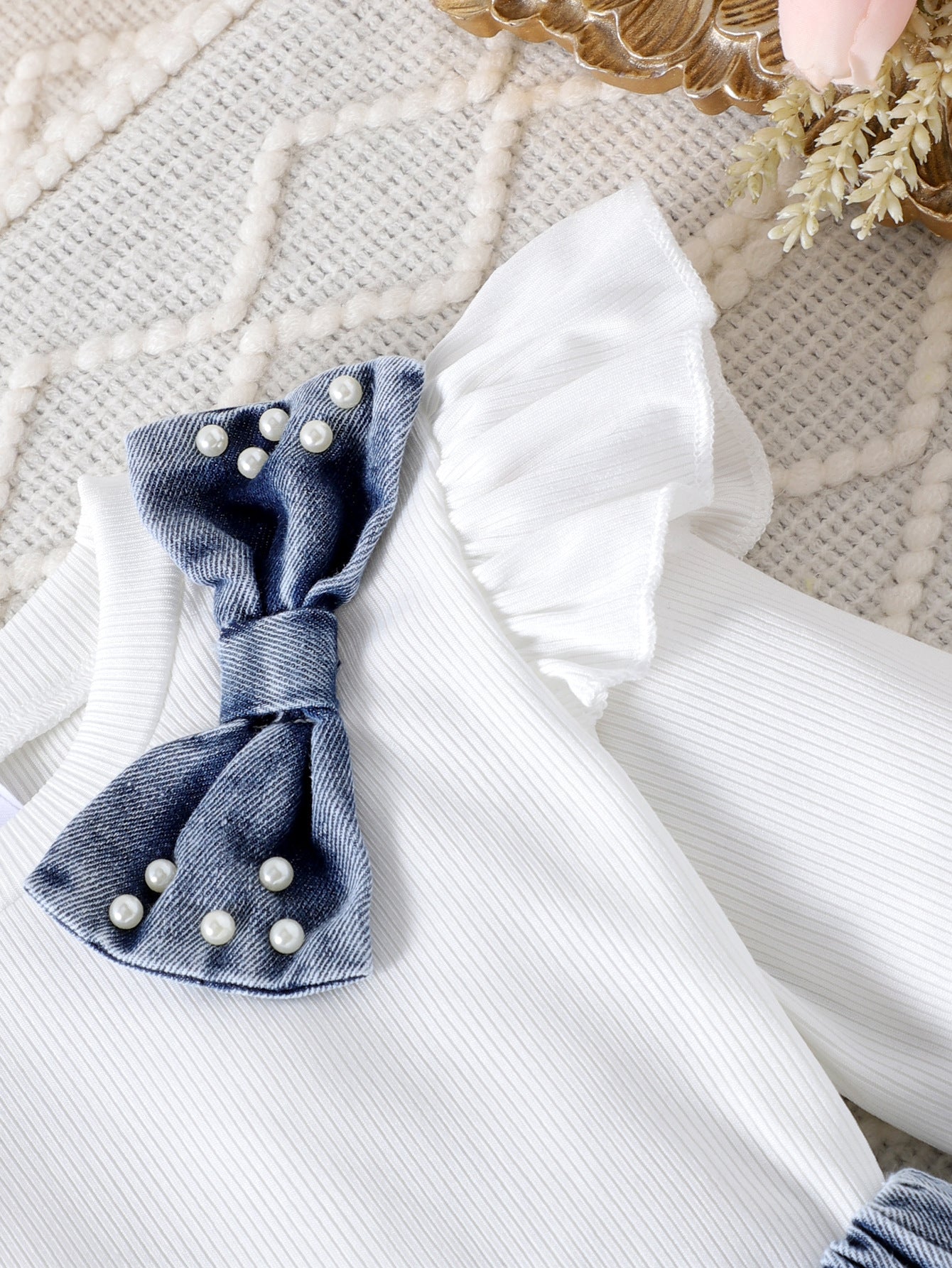 Girls' Denim and Pearl Set