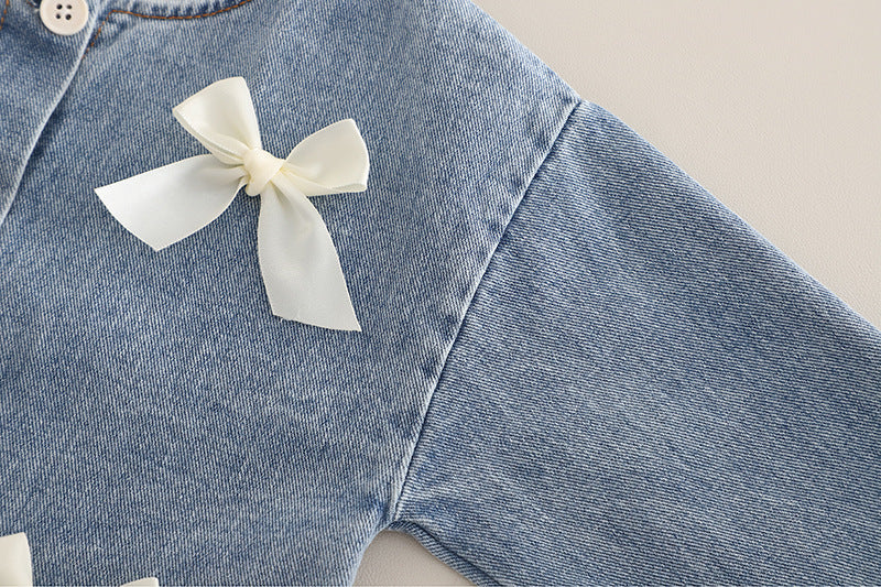 Children's 3-Piece Denim Set with Bows