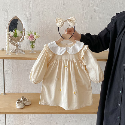 Body/ Beige Children's Dress with Little Flowers