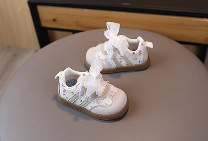 Children's Sneakers with Flowers and Bow