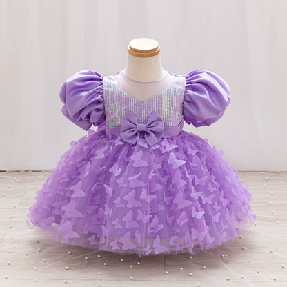 Children's Party Dress with Butterflies and Bows