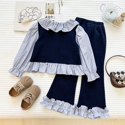 Children's Set with Ruffles and Pearl Buttons