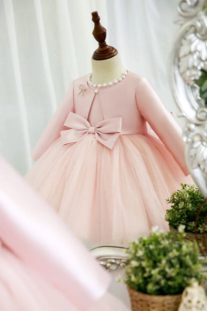 Children's Party Dress with Bow and Pearls