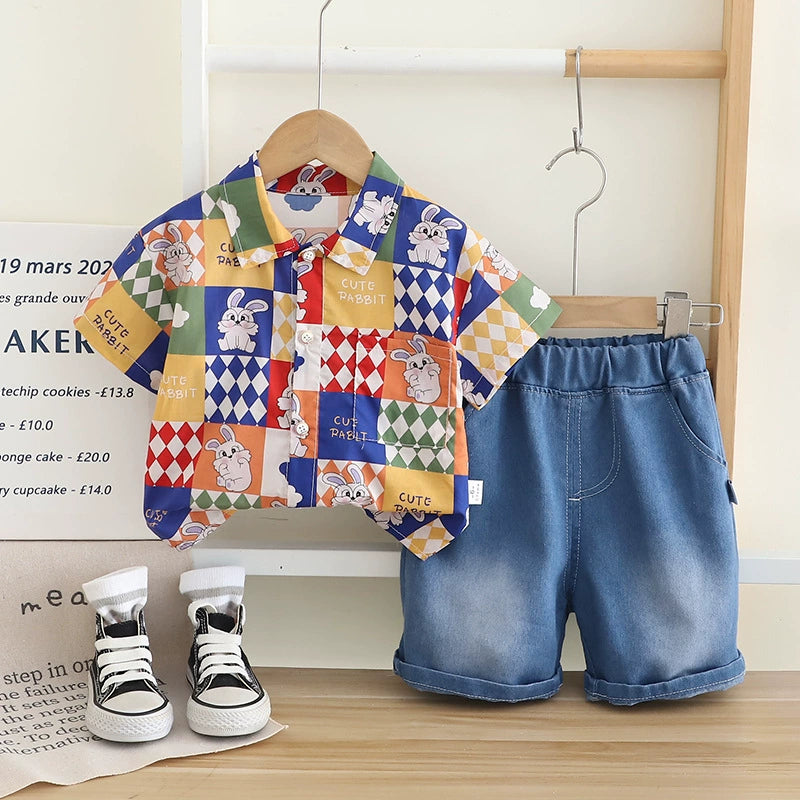 Boys' Outfit Set with Animal Print Shirt