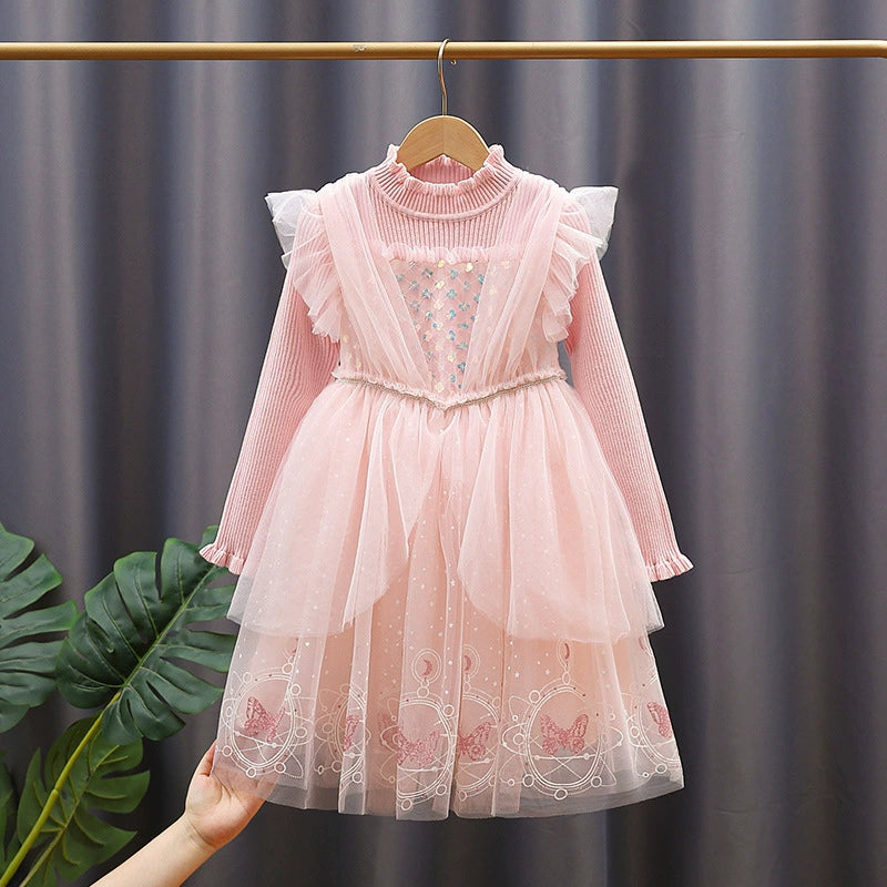 Sparkly Long-Sleeved Dress for Children
