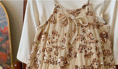 Vestido infantil de lentejuelas y tul 