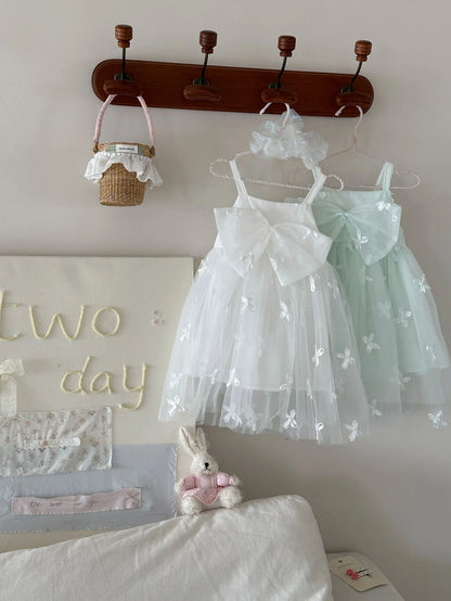 Children's Dress with Pleated Hem and Little Flower