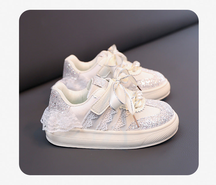 Children's Sneakers with Lace and Glitter