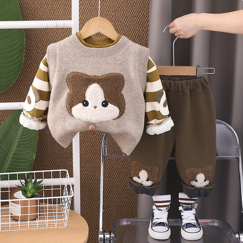 Conjunto de invierno de 3 piezas para niño Oso 