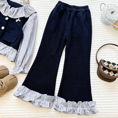 Children's Set with Ruffles and Pearl Buttons