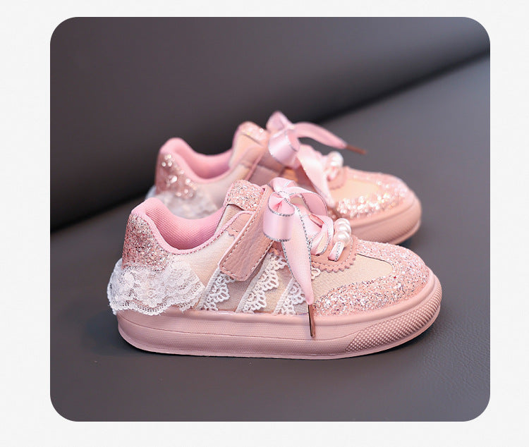 Children's Sneakers with Lace and Glitter