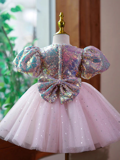 Shiny Bowknot Children's Party Dress