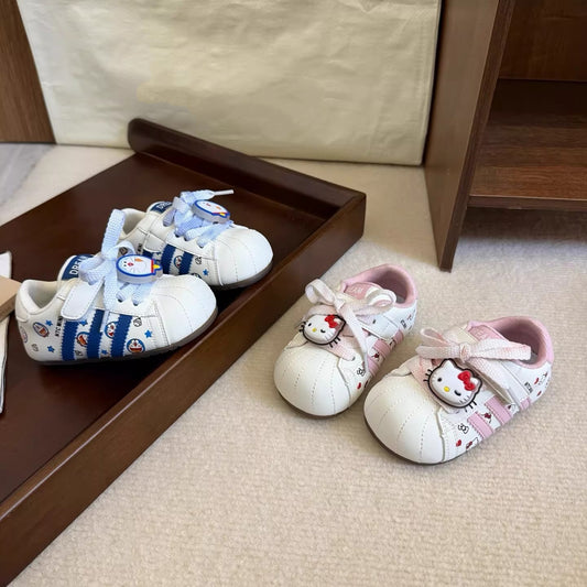 Kids' Lace-Up Sneakers with Cat Design