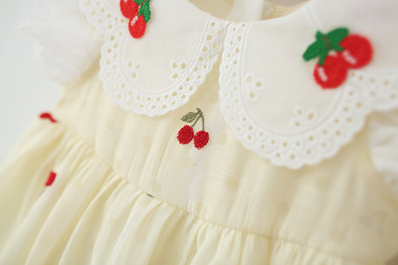 Children's Dress with Cherry Embroidery