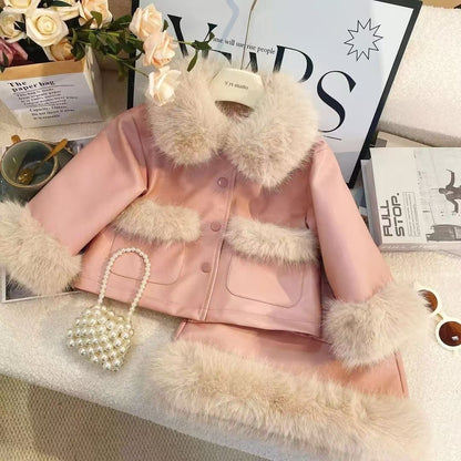 Pink Plush Winter Outfit for Kids