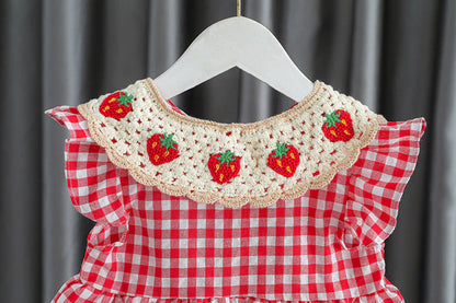 Kids' Gingham Strawberry Dress