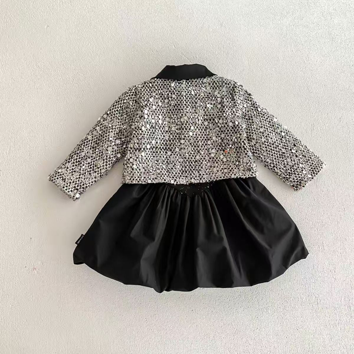 Children's Dress + Jacket, Black, Shiny