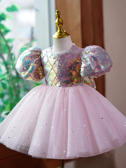 Shiny Bowknot Children's Party Dress
