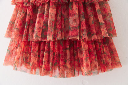 Children's Layered Tulle Dress with Flowers