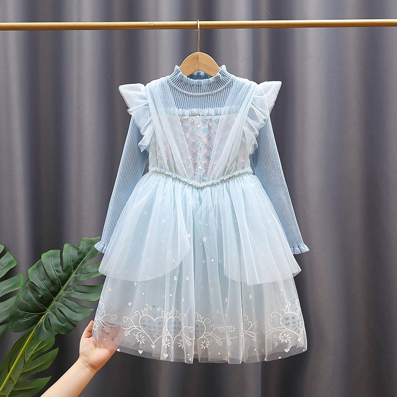 Sparkly Long-Sleeved Dress for Children