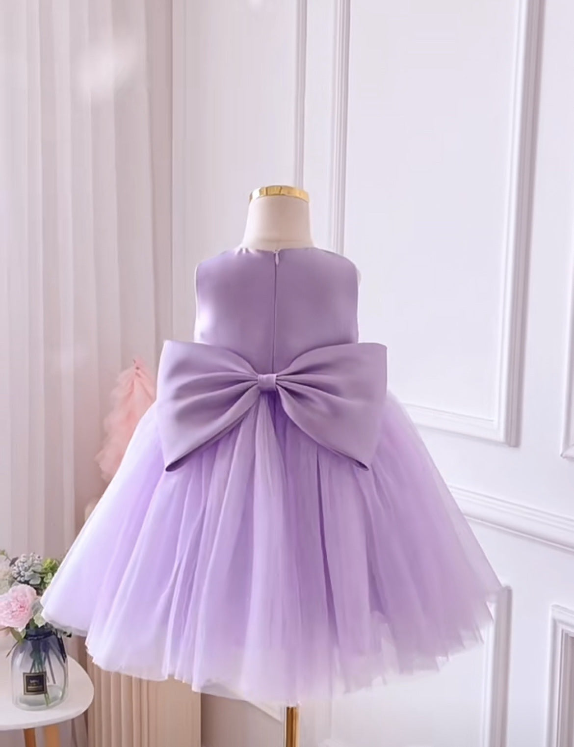 Children's Party Dress Purple with Pearls