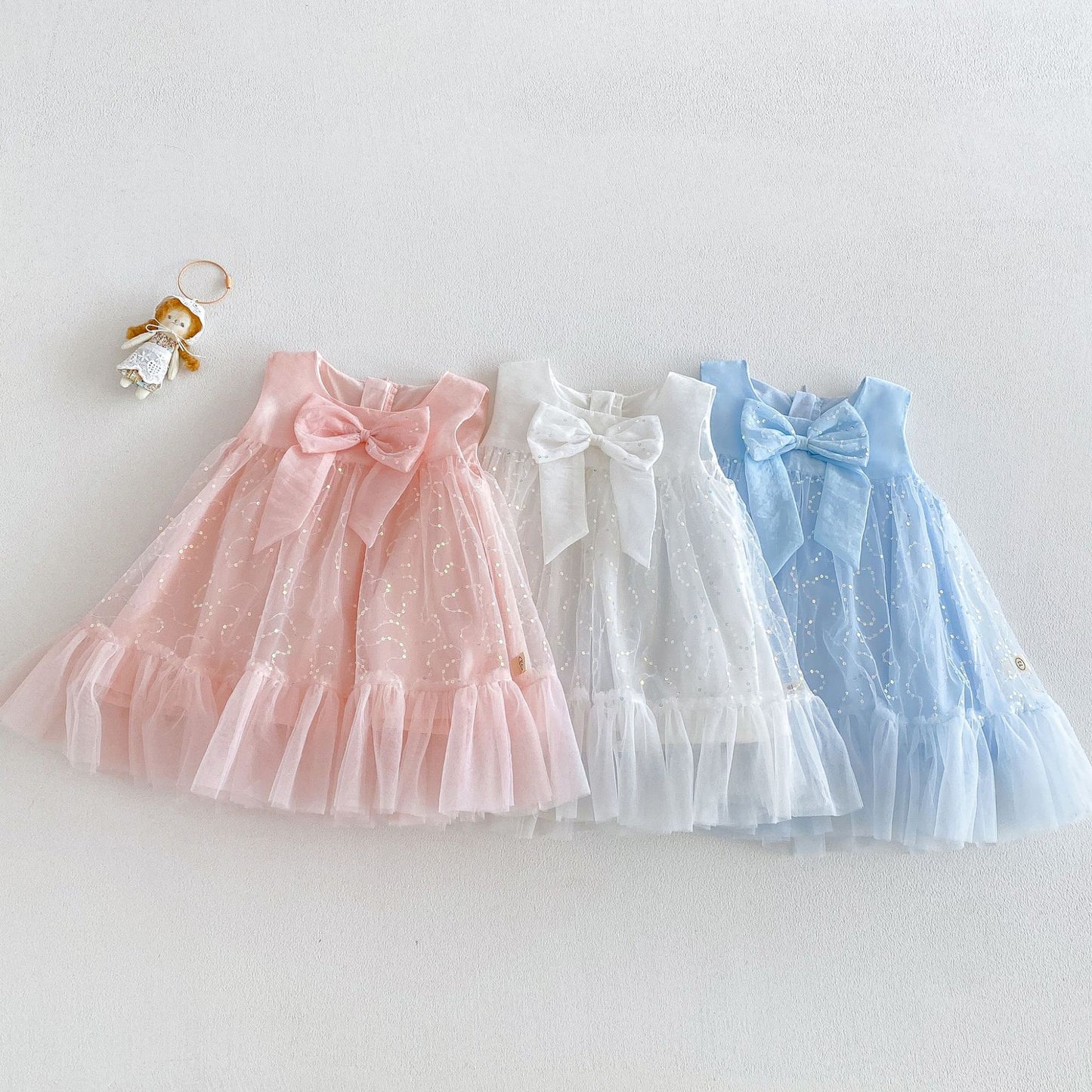 Children's Dress in Sparkly Tulle with Bow
