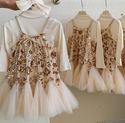 Vestido infantil de lentejuelas y tul 