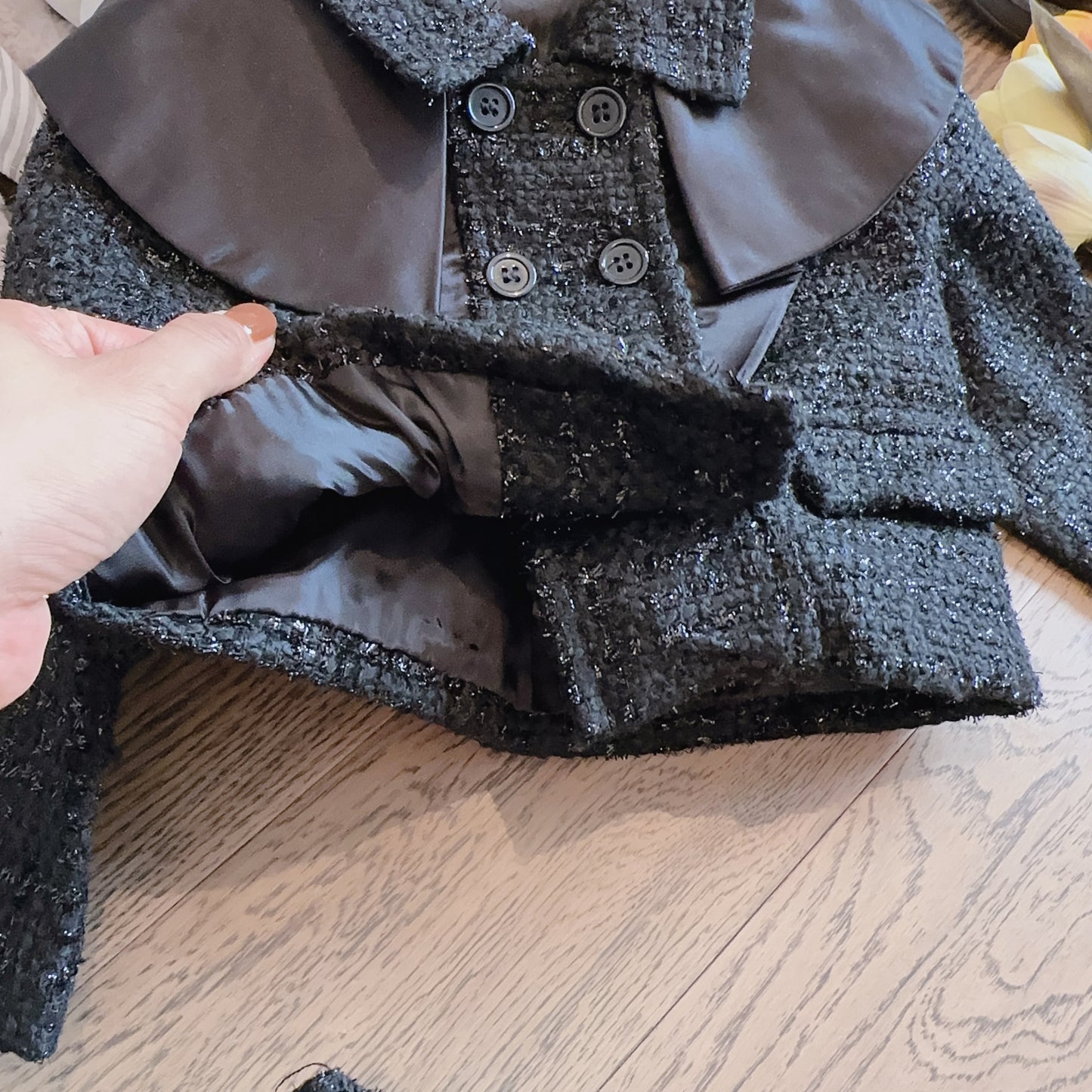 Girls' Black Outfit with Small Bows